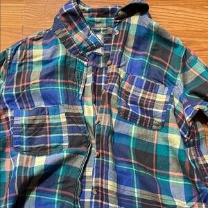Sonoma womens Blue and Green Plaid Button Down Shirt